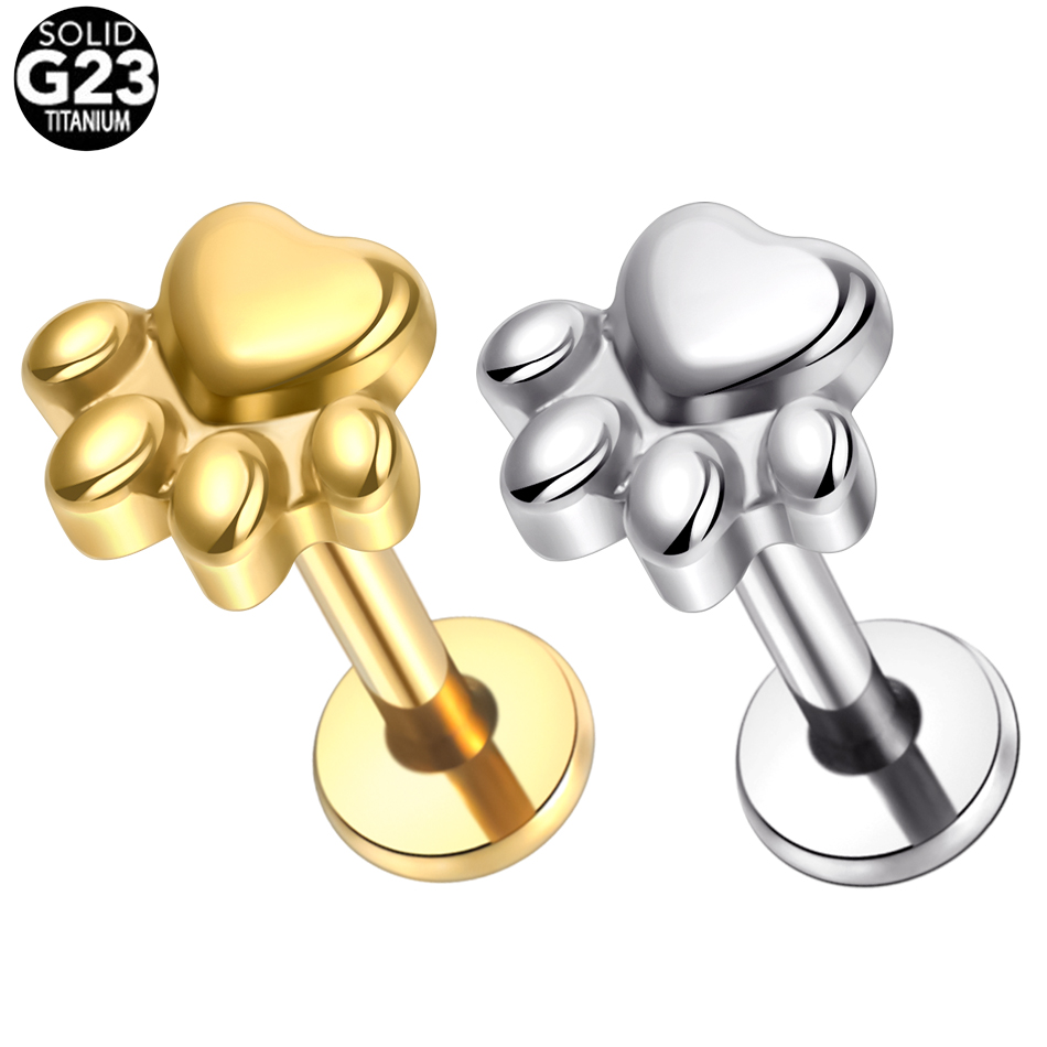 Body Jewelry Implants - Implante Grau Titanium Paw Print Stud