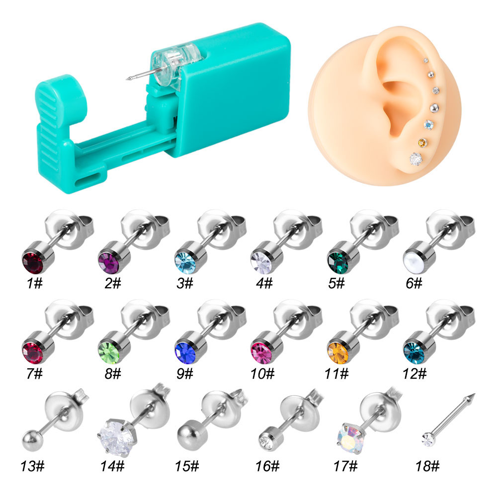 Body Jewelry Factory - 1pc descartável verde orelha piercing ferramenta