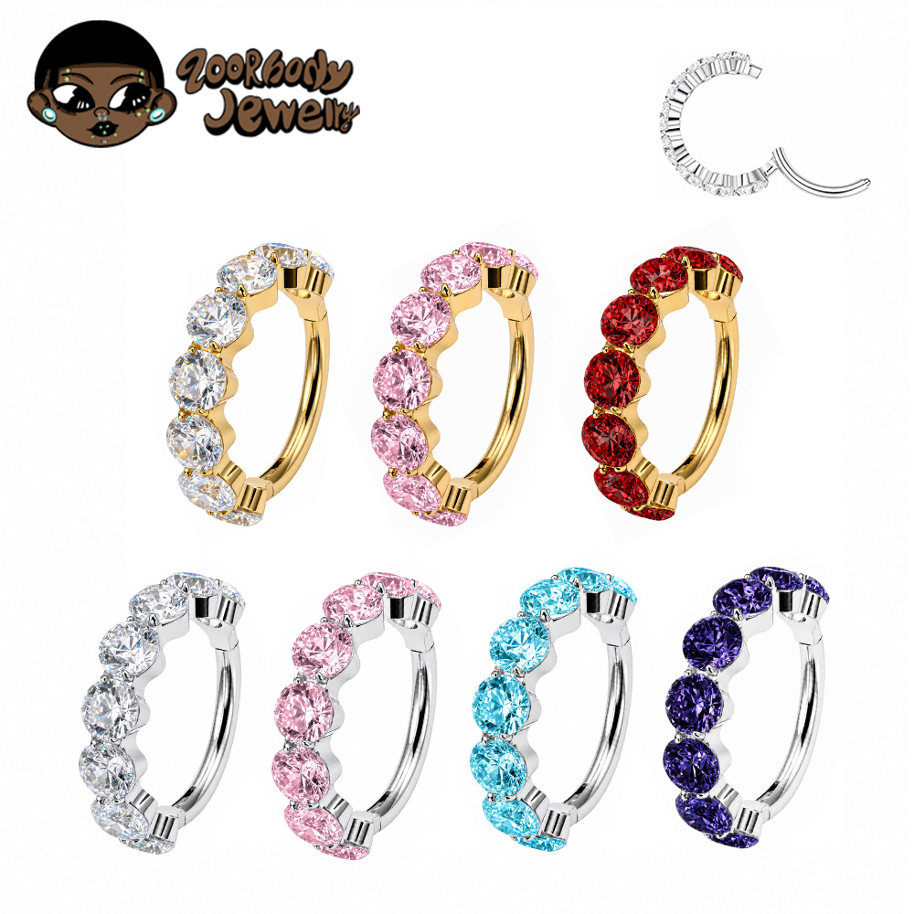 Septum Clicker Ring - ZOOR F136 Titânio Luxuoso com Zircônia,