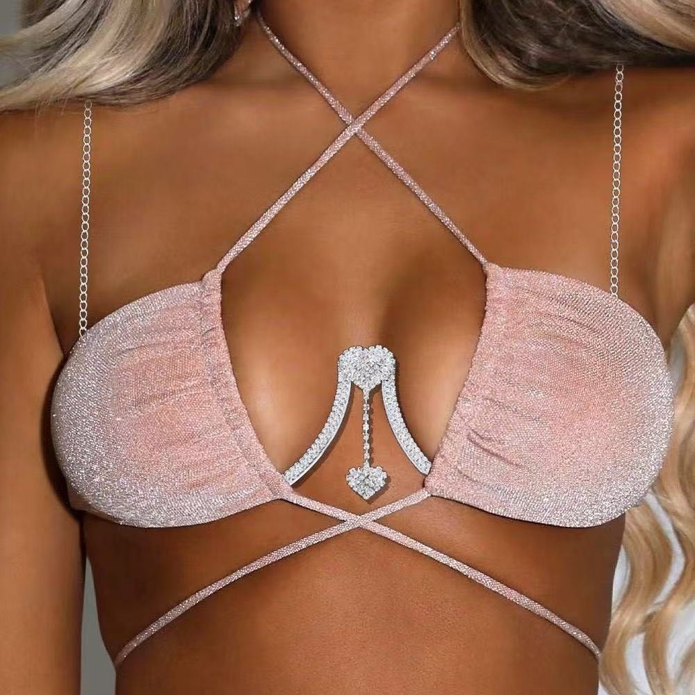 Body Jewelry Luxury - Luxo coração peito apoio corpo corrente