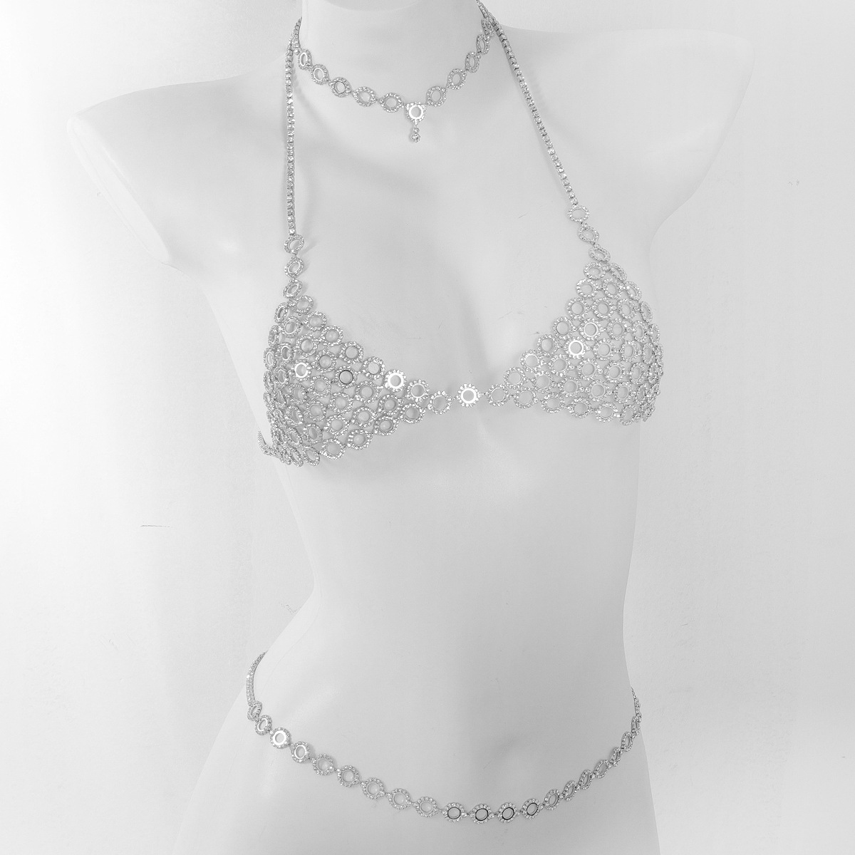 Três peças sutiã cintura conju - Body Jewelry Luxury avaliação e preço