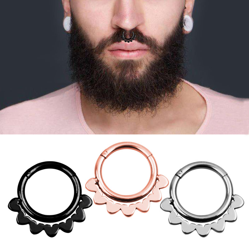 1 peça de piercing de nariz es - Septum Clicker Ring avaliação e preço