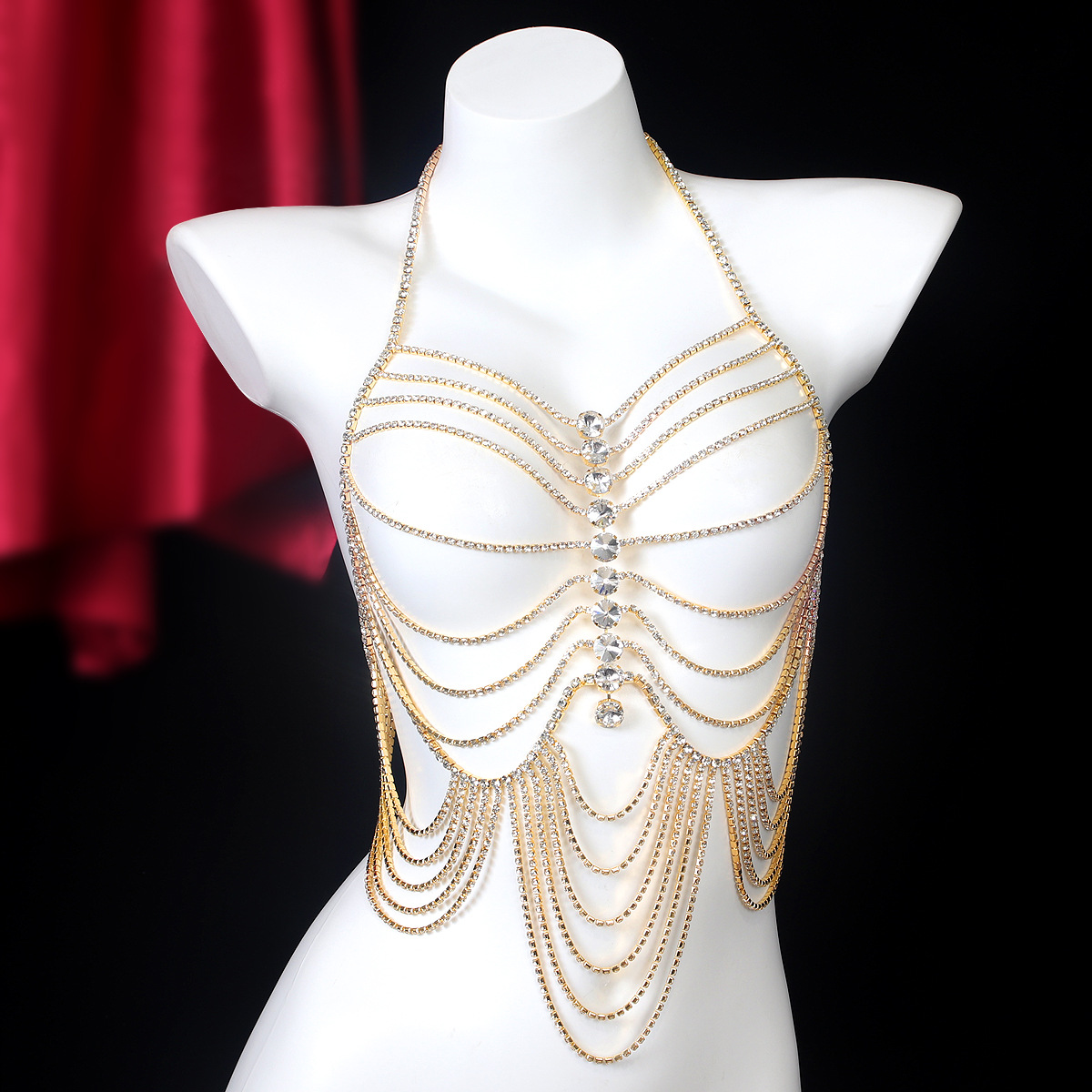 Corrente Peito Strass Stripe T - Body Jewelry Luxury avaliação e preço