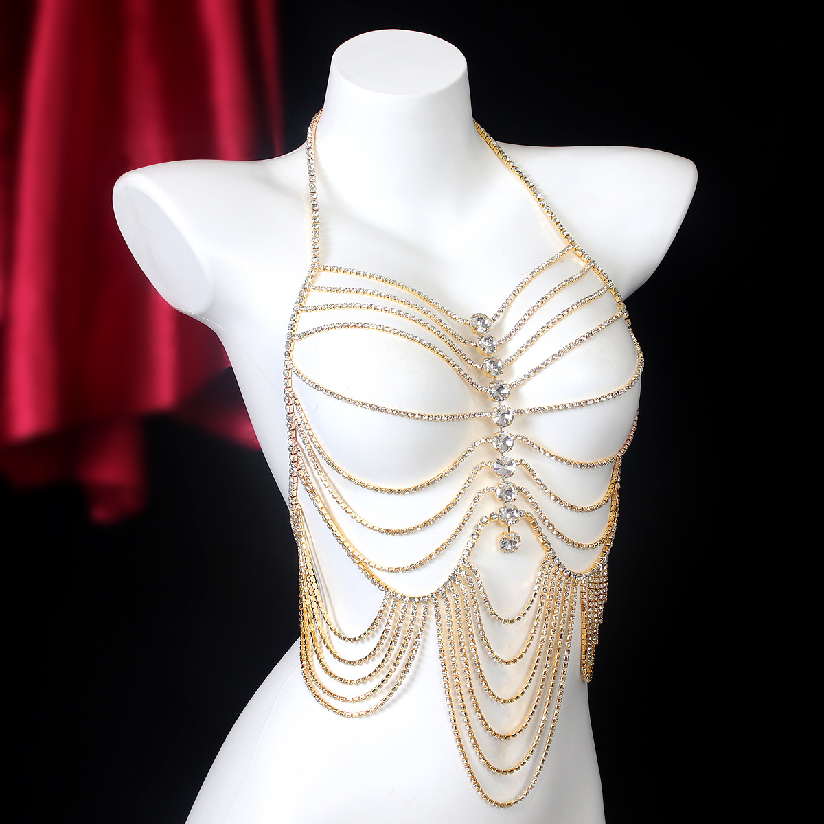 Corrente Peito Strass Stripe T - Body Jewelry Luxury avaliação e preço