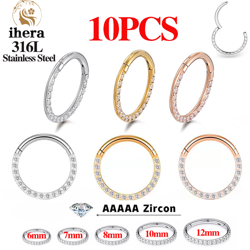 1/10 Peças Argolas de Aço Inox - Septum Clicker Ring avaliação e preço