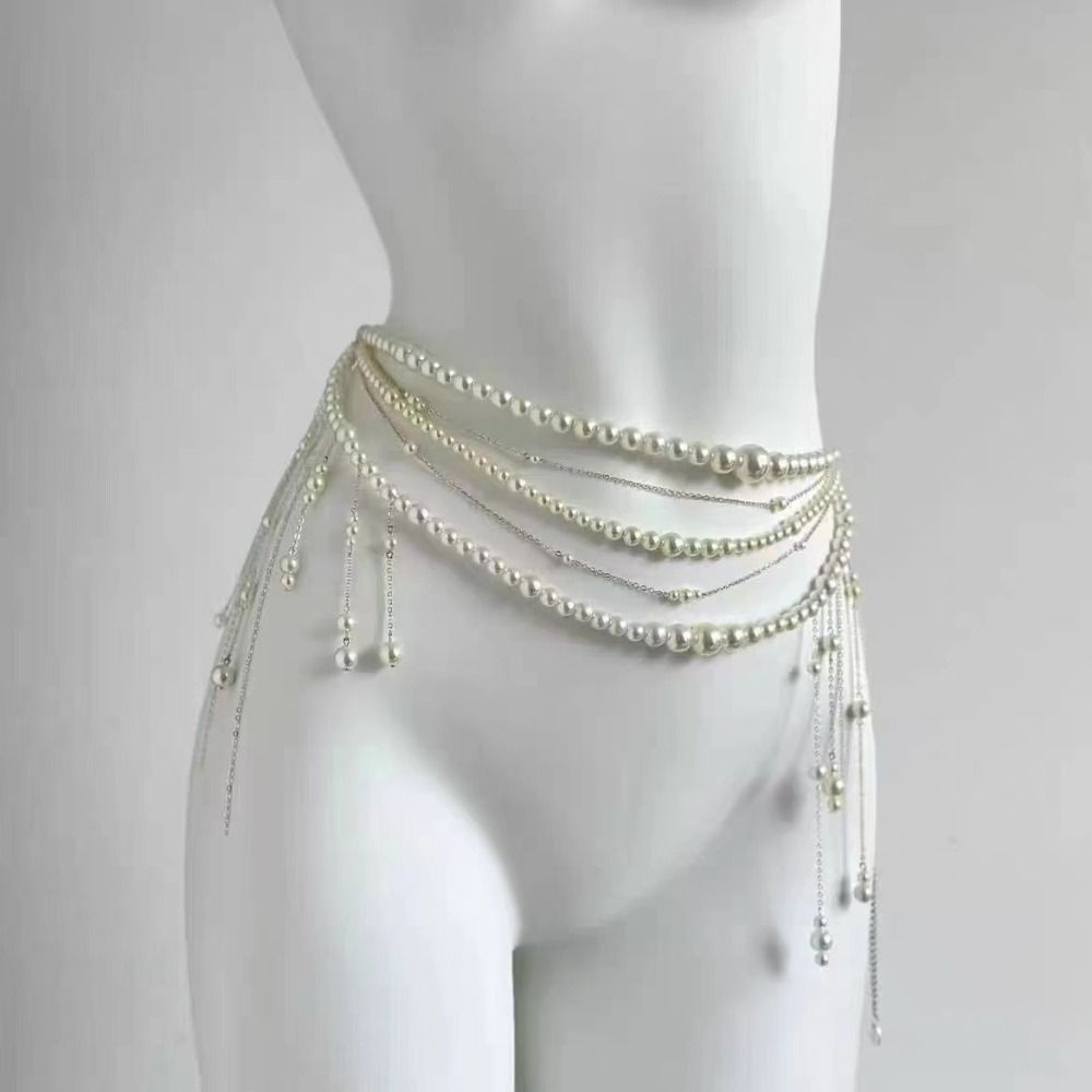 Moda elegante pérola cintura c - Body Jewelry Bulk avaliação e preço