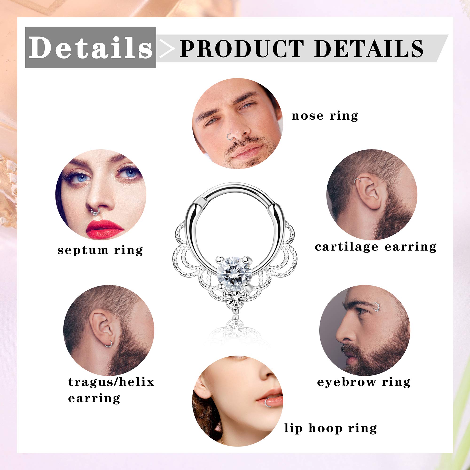 Drperfect 16g septo clicker an - Septum Clicker Ring avaliação e preço