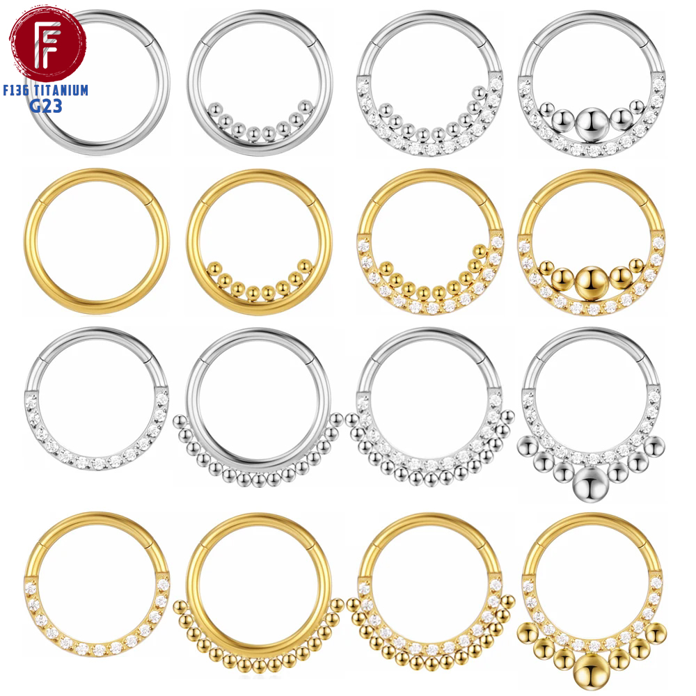 F136 titânio nariz piercing ar - Septum Clicker Ring avaliação e preço